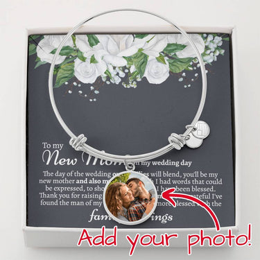 New Mom Card with Photo Circle Bangle Bracelet - Love You This Much